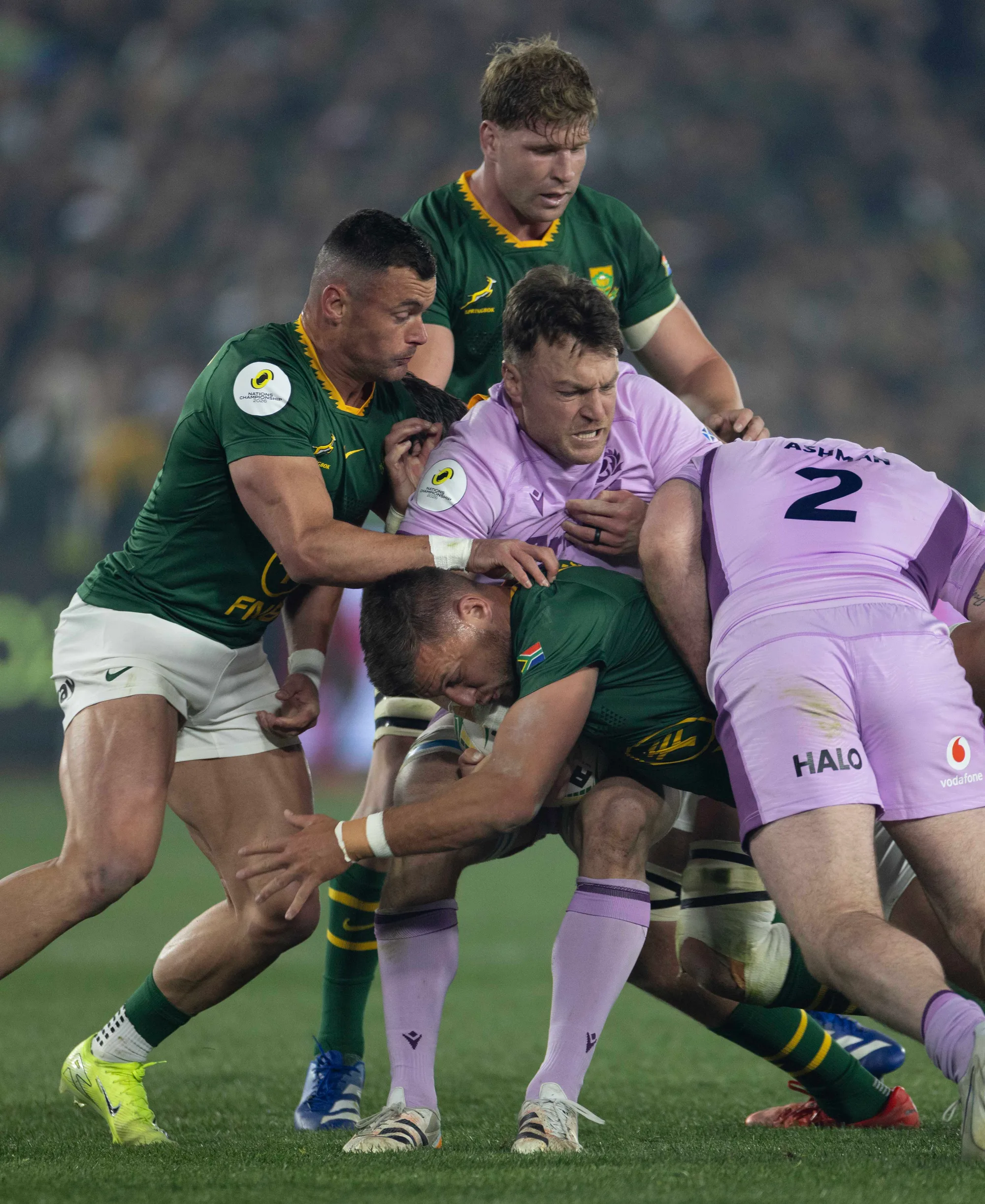 Evan Roos, Jesse Kriel — South Africa vs Scotland - The Nations Championship — 2026 · Photo: GB Jordaan / Octafield